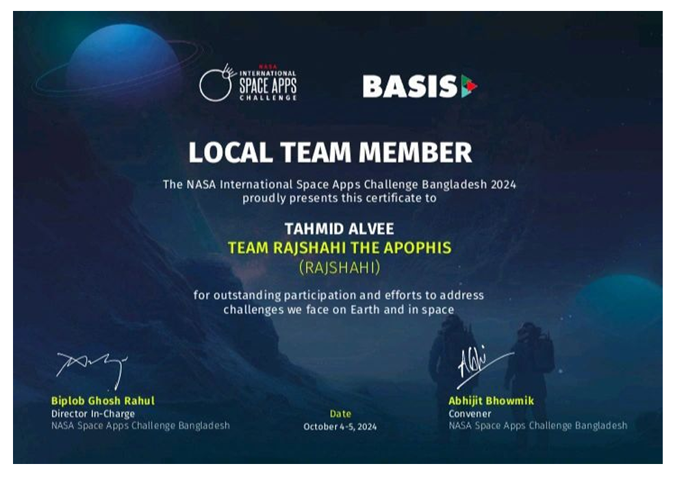 NASA Certificate